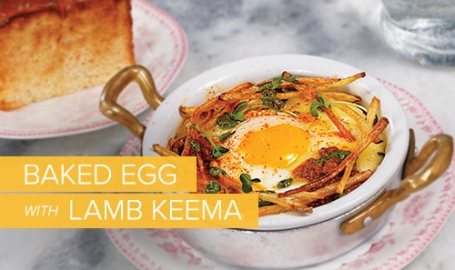 Baked egg with lamb keema