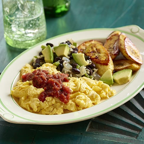 CUBAN SCRAMBLED EGGS WITH SOFRITO, BLACK BEANS AND RICE (CUBA)
