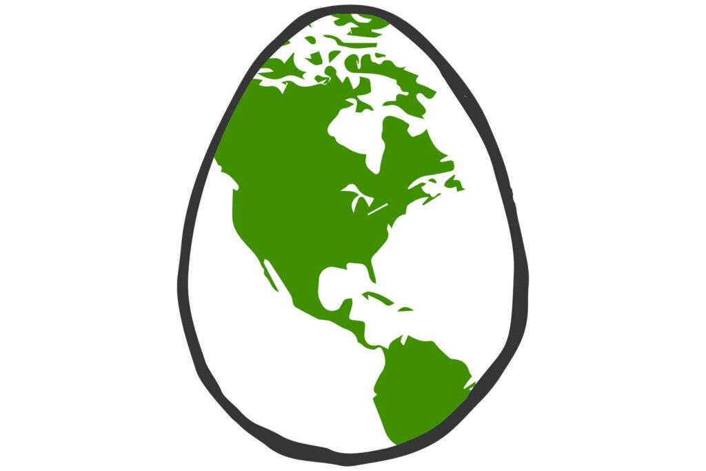 an illustrated egg with the earth on it