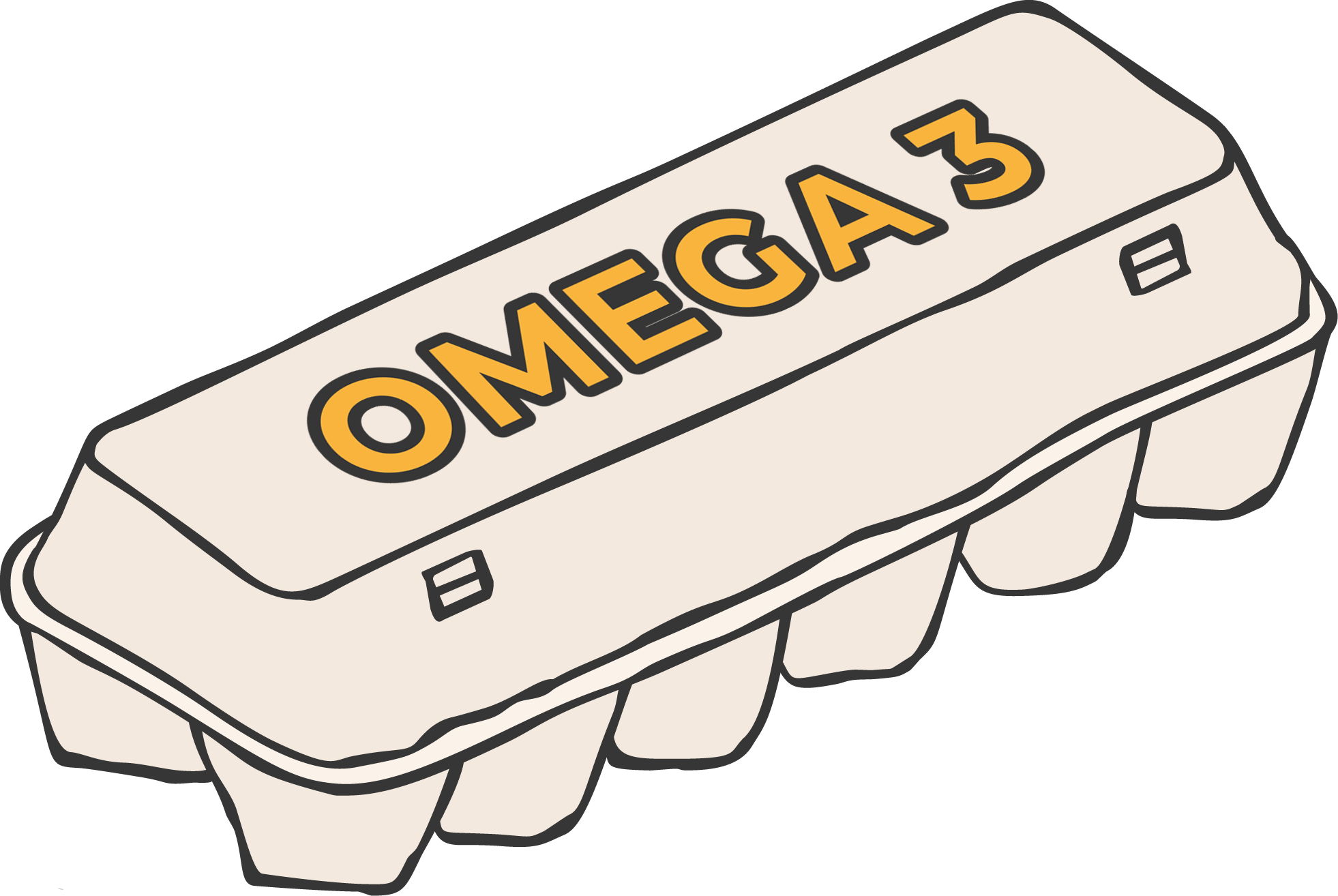 illustration of egg carton with "omega 3" written on it