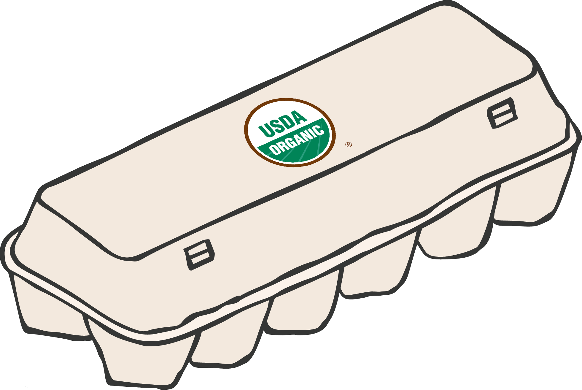 illustration of egg carton with USDA Organic logo on it