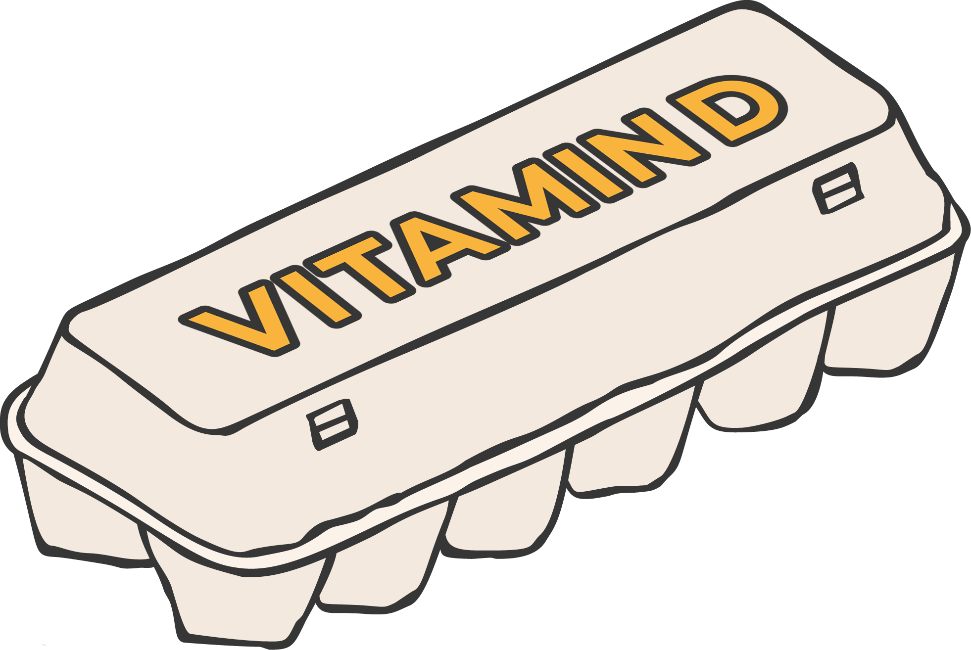 illustration of egg carton with "vitamin d" written on it