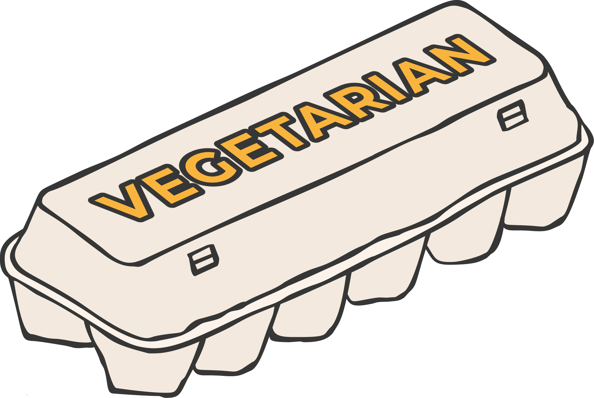 illustration of egg carton with "vegetarian" written on it